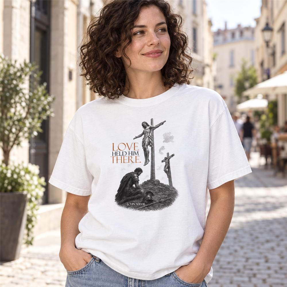 Love Held Him There – Schweres Unisex-T-Shirt