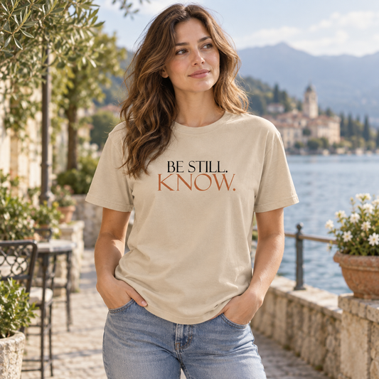 Be Still. Know. – Weiches Unisex-T-Shirt