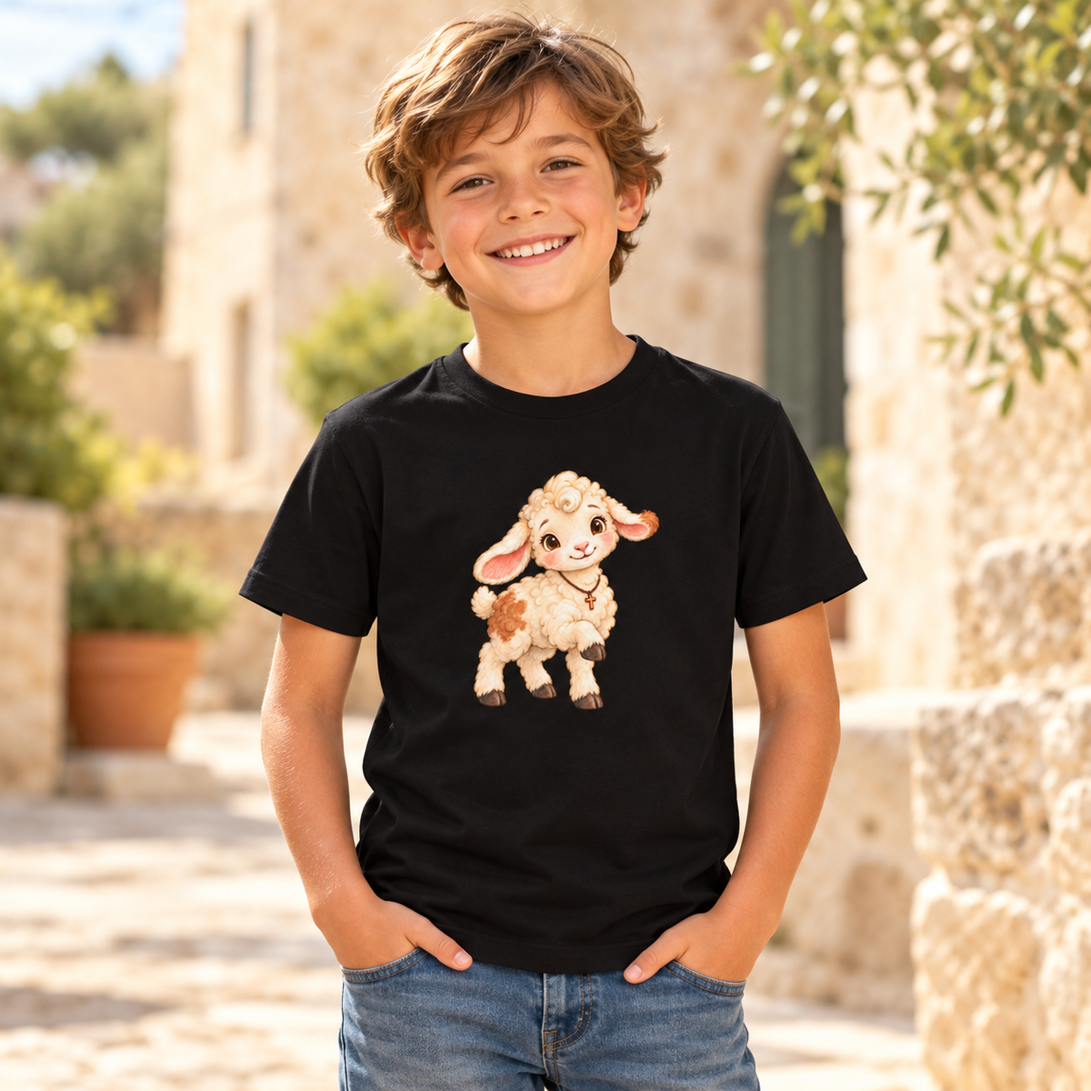 Faithful Lamb - Fröhlich unterwegs - Bio-Baumwoll-T-Shirt für Kinder