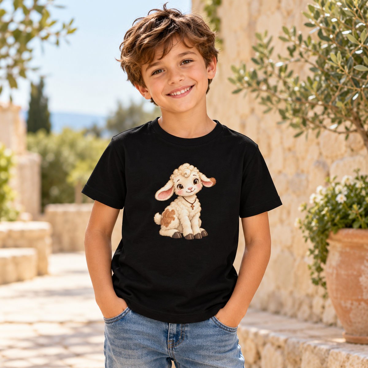 Faithful Lamb - Sanft behütet - Bio-Baumwoll-T-Shirt für Kinder