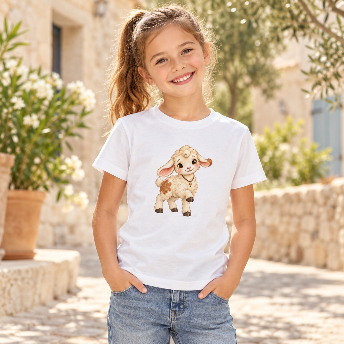 Faithful Lamb - Fröhlich unterwegs - Bio-Baumwoll-T-Shirt für Kinder