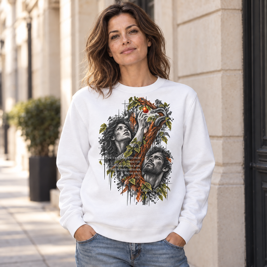 ADAM & EVA – Die Entscheidung im Garten | Unisex Bio-Pullover · Genesis 3:6