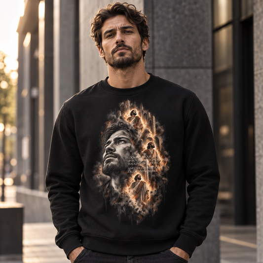 DER VIERTE IM FEUER – Unisex Bio-Pullover | Daniel 3:25
