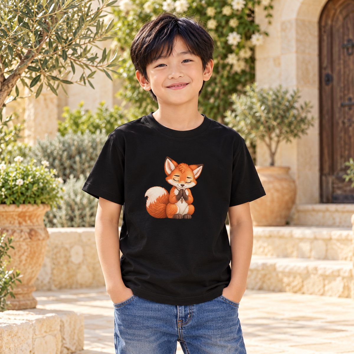Faithful Fox - Zeit zum Beten - Bio-Baumwoll-T-Shirt für Kinder